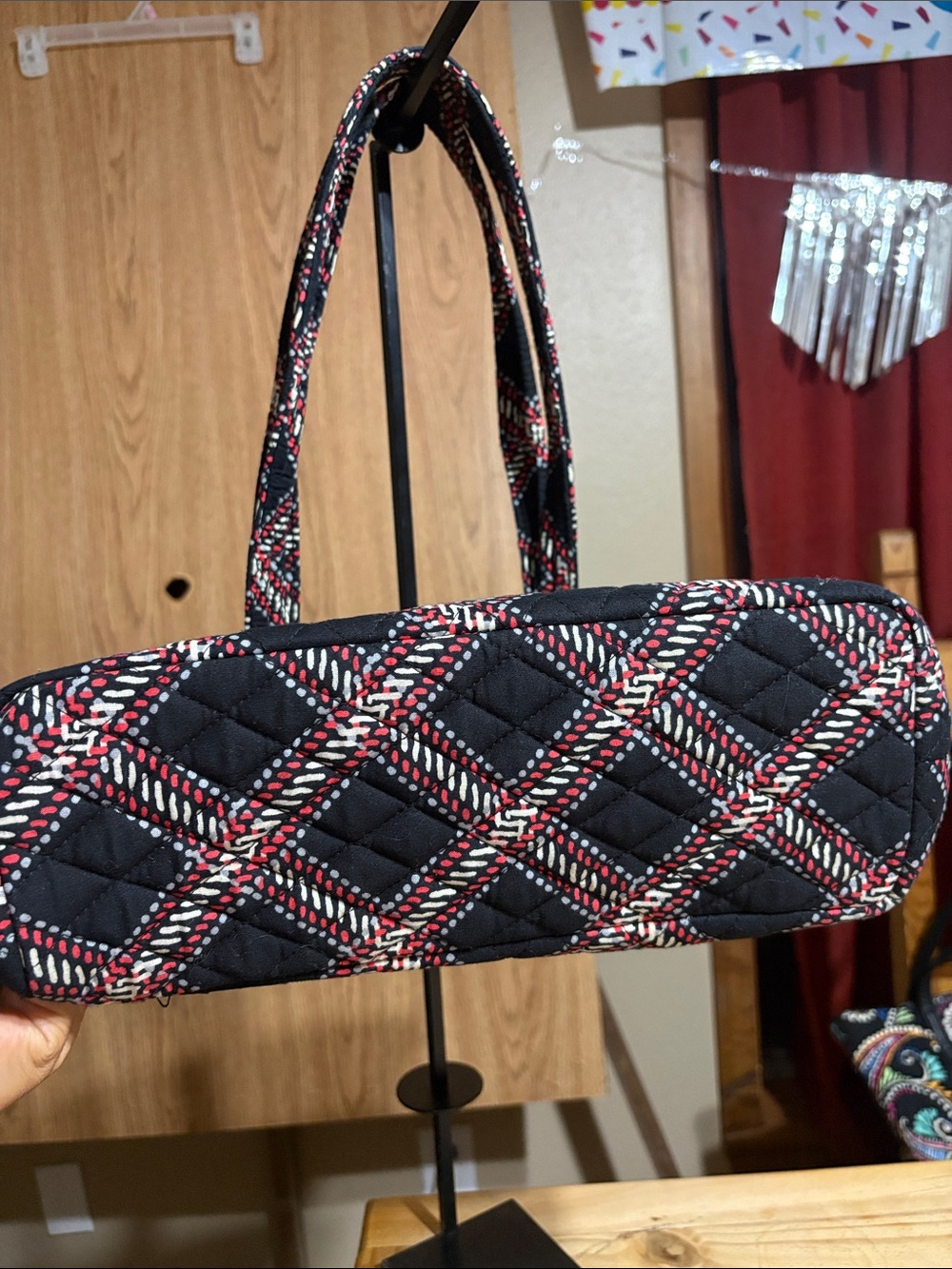 Vera Bradley Quilted Tote in Black, Red & White Plaid - Picture 4 of 10